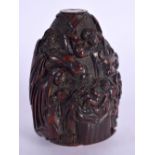 A FINE 18TH CENTURY FRENCH CARVED COQUILLA NUT SNUFF BOX formed with a scene of the birth of Jesus.