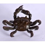 A JAPANESE BRONZE CRAB. 3.5cm x 5.5cm x 6.2cm, weight 40g