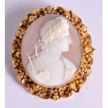 18CT GOLD VICTORIAN CAMEO BROOCH. 5.8cm x 5.1cm, weight 20g