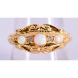 AN OPAL AND DIAMOND RING. Size Q, weight 3.8g