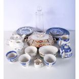 A collection of ceramics Old Willow, Guernsey , Buslem ware etc (Qty)