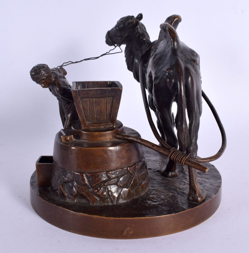 Russian School (19th Century) Bronze, Male with a camel. 14 cm x 14 cm. - Image 2 of 6