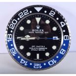 A ROLEX SHOP DISPLAY ADVERTISING WALL CLOCK. 33 cm diameter.