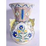 A TURKISH MIDDLE EASTERN FAIENCE KUTAHYA POTTERY MOSQUE LAMP. 12 cm x 15 cm.