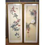 A PAIR OF CHINESE REPUBLICAN PERIOD WATERCOLOURS. 109 cm x 41 cm.