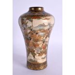 A LATE 19TH CENTURY JAPANESE MEIJI PERIOD SATSUMA VASE painted with figures in landscapes. 16 cm hig