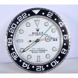 A ROLEX SHOP DISPLAY ADVERTISING WALL CLOCK. 33 cm diameter.