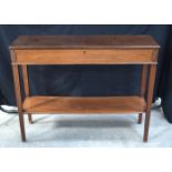 A Regency style mahogany two tier Sender side table 90 x 115 x 34 cm.