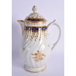 EARLY 19TH CENTURY CHAMBERLAINS WORCESTER COFFEE POT AND COVER WITH WRYTHEN MOULDED BODY DECORATED I