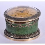 A FINE ANTIQUE FRENCH SILVER AND SHAGREEN TRAVELLING CLOCK by Boin Taburet of Paris. 321 grams. 7 cm