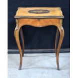 A French parquetry gilt metal mounted work table 73 x 55 x 38 cm