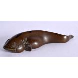 A JAPANESE BRONZE CATFISH. 13.2cm x 4.3cm x 2.5cm, weight 360g