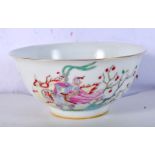 A Chinese porcelain bowl decorated with figures and calligraphy 8 x 15cm.