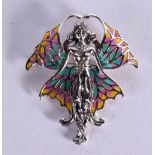 A SILVER AND ENAMEL FAIRY BROOCH. Stamped 925, 5.6cm x 4.8cm, weight 12g