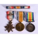 BRITISH WAR 1914/1918 & VICTORY MEDAL 1914/1919 TOGETHER WITH A 1914 STAR WITH A CLASP AND ROSE AWAR