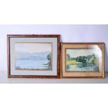 A small framed oil on board of a lake probably Italy together another small framed oil indistinctly