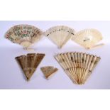 SIX ANTIQUE BONE FANS. (6)