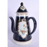 AN EARLY 18TH CENTURY JAPANESE EDO PERIOD BLUE SCALE CHOCOLATE POT AND COVER painted with panels of