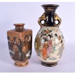 TWO 19TH CENTURY JAPANESE MEIJI PERIOD SATSUMA VASES. Largest 23.5 cm high. (2)