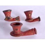 THREE TURKISH MIDDLE EASTERN TOPHANE TURKISH PIPES. 11 cm x 8 cm. (3)