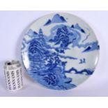 A LATE 19TH CENTURY CHINESE BLUE AND WHITE PORCELAIN DISH Late Qing. 29 cm diameter.