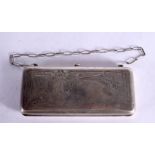A CONTINENTAL SILVER PURSE WITH A FITTED INTERIOR. Stamped 875, 15cm x 7cm x 2.1cm, weight 208g