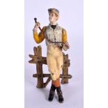 AN EARLY 20TH CENTURY AUSTRIAN COLD PAINTED BRONZE JOCKEY. 11 cm x 5 cm.