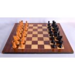 A VINTAGE FRENCH CASED JEUX D'ECHECS LARDY CHESS SET. Largest 11 cm high. (qty)