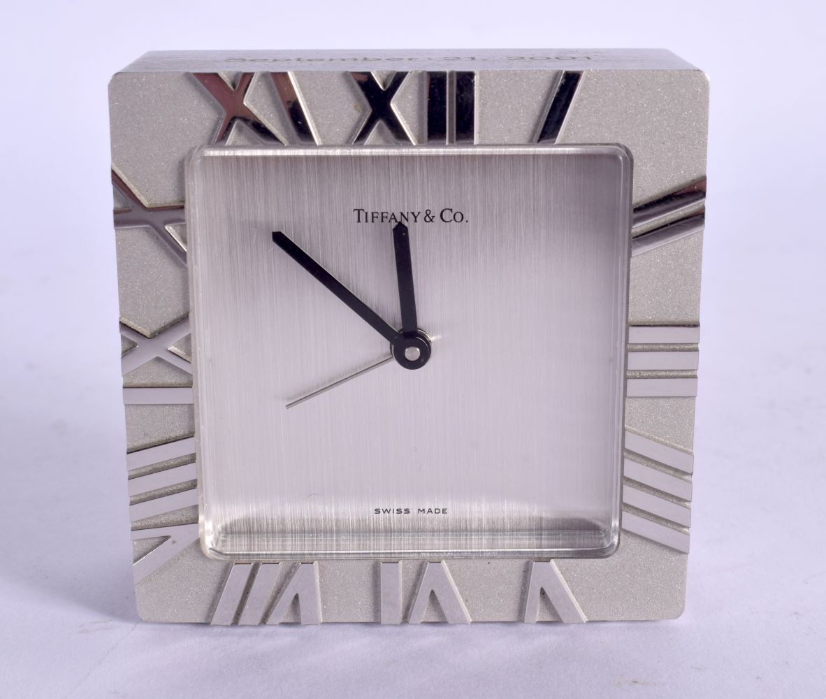 A TIFFANY & CO CLOCK. 6.75 cm square.