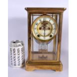 AN EARLY 20TH CENTURY FRENCH FOUR GLASS REGULATOR MANTEL CLOCK. 25 cm x 12 cm.