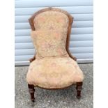 A Victorian walnut salon chair C1870 84 x64 x 50 cm