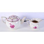 A Herend tea pot and milk jug 16 x 28 cm
