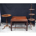 A mahogany cake stand together with a stand and a sofa table 113 x 32 cm (3)