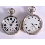 TWO SILVER POCKET WATCHES, Hallmark London 1919, Largest Dial 5cm, total weight 193g