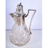 A LOVELY CONTINENTAL SILVER JEWELLED ENAMEL NORDIC HEAD CLARET JUG decorated with motifs. 1200 grams