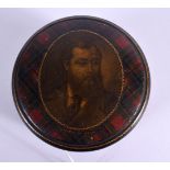 A RARE ANTIQUE SCOTTISH PRINCE OF WALES STRING BOX AND COVER. 9.75 cm wide.