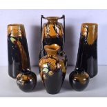 Six Phoenix ware Art Deco vases by Thomas Forrester Tallest 54 cm. (6).
