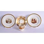 EARLY 19TH CENTURY SPODE FINE CUP AND SAUCER DECORATED WITH RAISED GILDING IN NEO-CLASSICAL STYLE PA