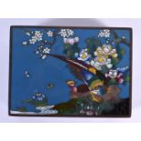 AN EARLY 20TH CENTURY JAPANESE MEIJI PERIOD CLOISONNE ENAMEL BOX decorated with birds in foliage. 12