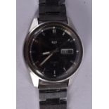 SEIKO 5 AUTOMATIC BLACK DIAL STAINLESS STEEL BRACELET MEN’S WATCH. Dial 3.9cm incl crown