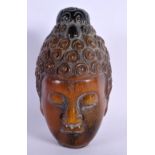 A CHINESE CARVED BUFFALO HORN TYPE BUDDHA HEAD 20th Century. 15 cm x 7 cm.