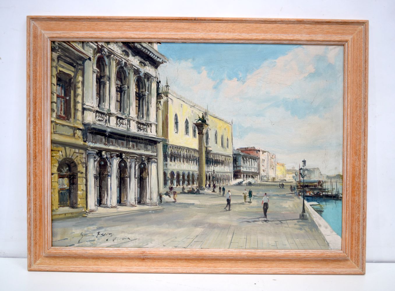 A large framed continental school oil on canvas of Venice, with indistinct signature. Together with - Bild 2 aus 6