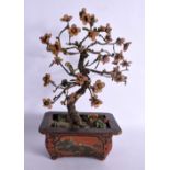 AN EARLY 20TH CENTURY CHINESE CARVED AND LACQUERED BONZAI TREE of naturalistic form. 33 cm x 15 cm.
