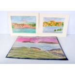 A collection of unframed pastels signed with monograms 39 x 56 cm (3)