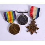 BRITISH WAR 1914/1918 & VICTORY MEDAL 1914/1919 AND A 1914/1915 STAR AWARDED TO 10455 PTE J KING RAM
