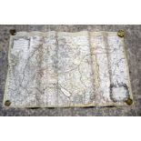 A parchment Theatre of war map of Augsburg France 47 x 87 cm.