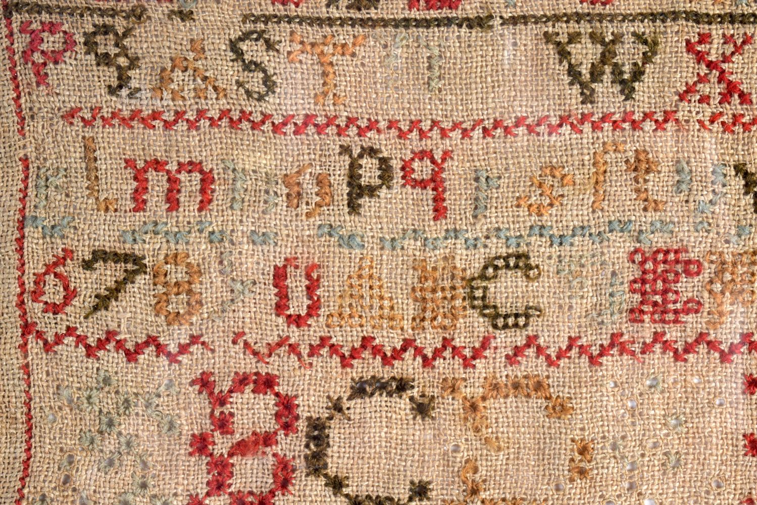 A FRAMED 19TH CENTURY EMBROIDERED SAMPLER. 33 cm square. - Image 2 of 4