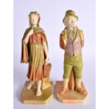 ROYAL WORCESTER FIGURES OF IRISHMAN (PADDY)AND IRISH GIRL (COLLEEN) DATE CODES FOR 1896 AND 1898. 17