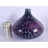 AN UNUSUAL EUROPEAN PURPLE GIRAFFE SKIN INSPIRED GLASS VASE. 23 cm x 17 cm.