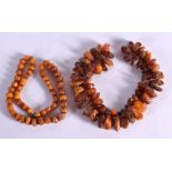 TWO AMBER TYPE NECKLACES, Longest 52cm, total weight 59g (2)